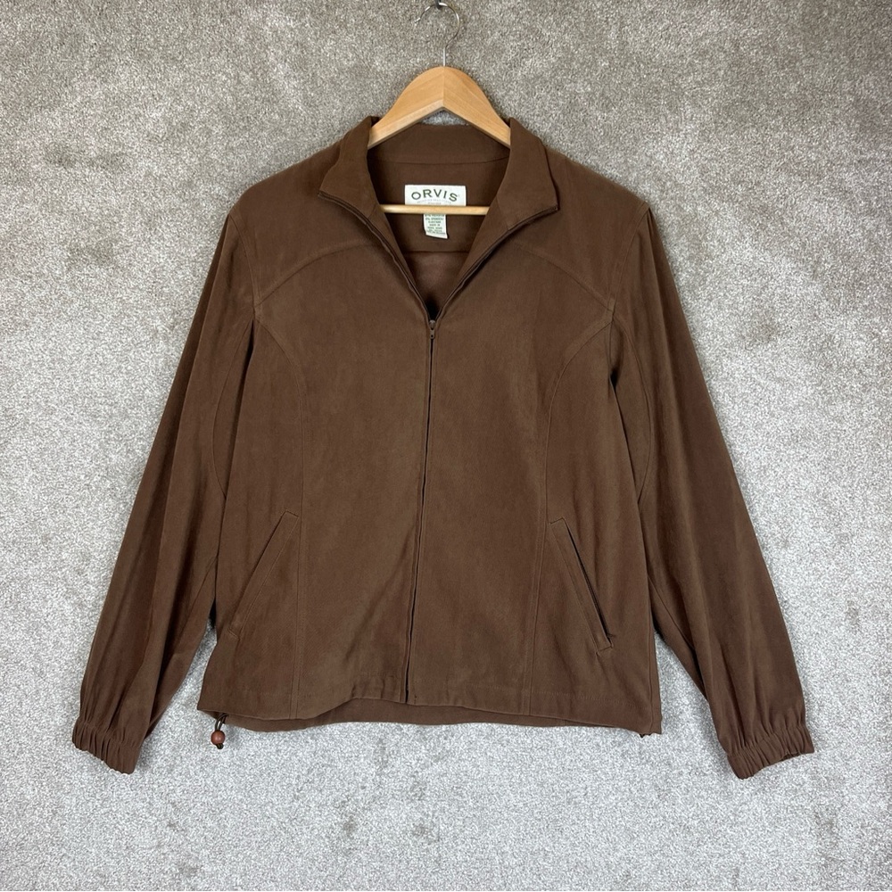 Orvis Jacket Womens 10 Brown Polyester Blend Front Zip Lined Pockets- 1096*
